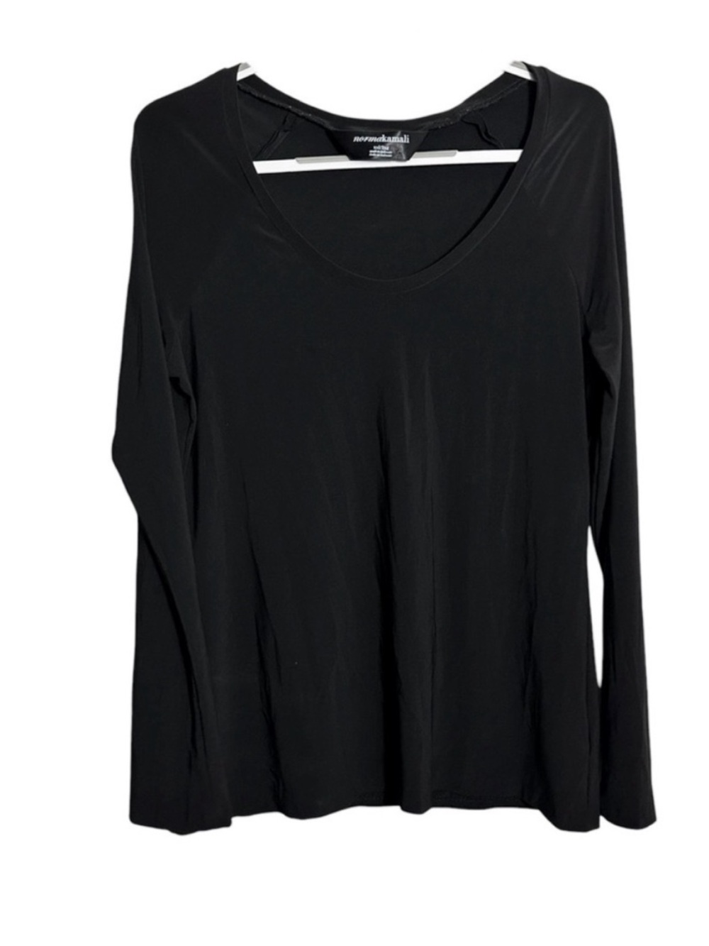 Norma Kamali Black Scoop Neck Top Stretch
